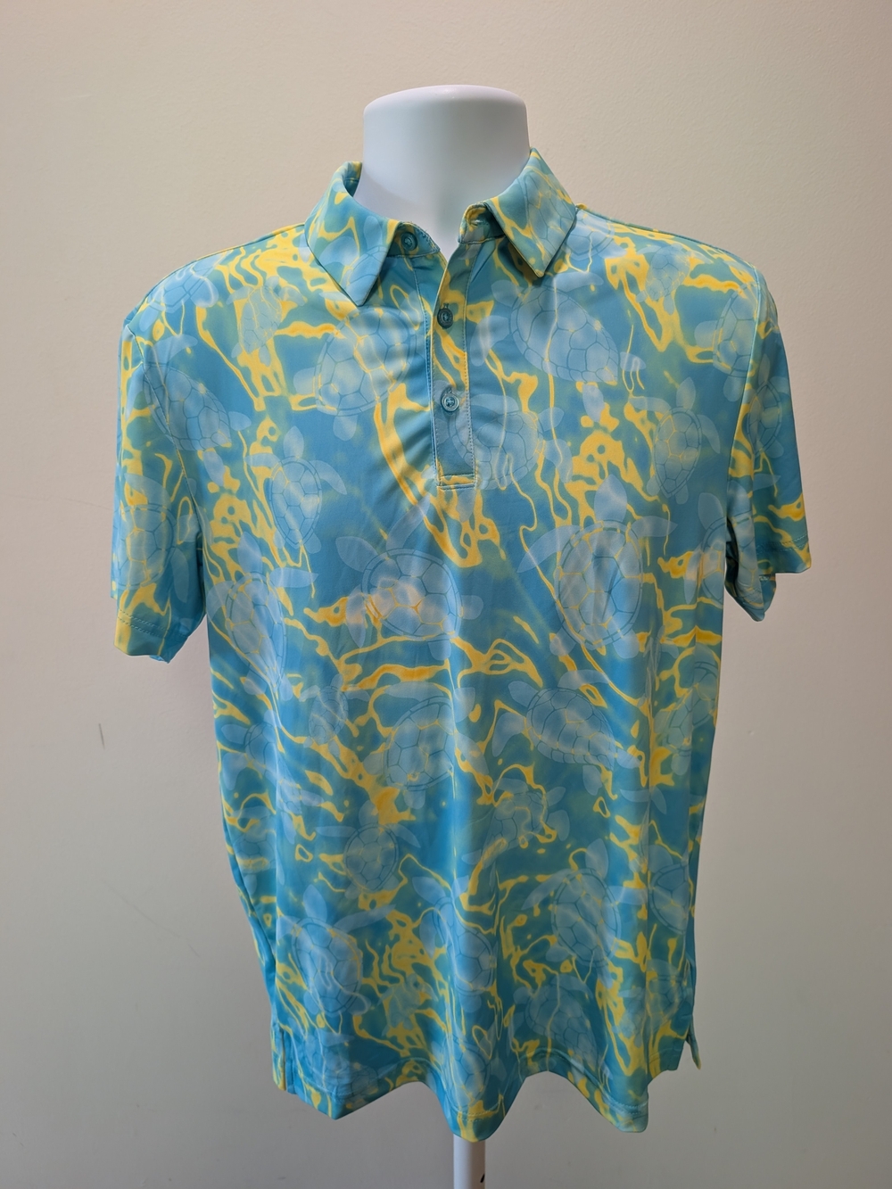 Tropical Blue & Yellow Printed Polo Shirt